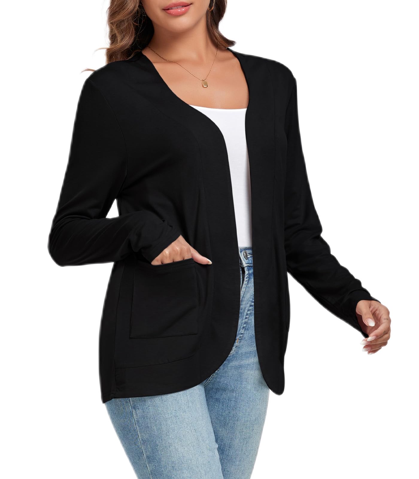 TownCat Women’s Lightweight Cardigan with Pockets Long Sleeve Open Front Cardigan for Women