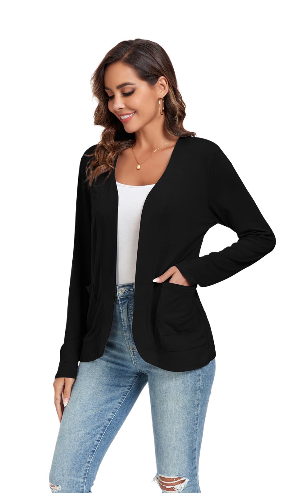 TownCat Women’s Lightweight Cardigan with Pockets Long Sleeve Open Front Cardigan for Women