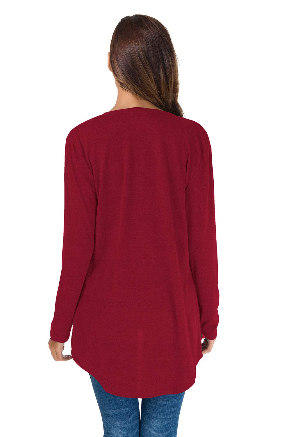 TownCat Cardigans for Women Loose Casual Long Sleeved Open Front Breathable Cardigans with Pocket (WineRed, S)