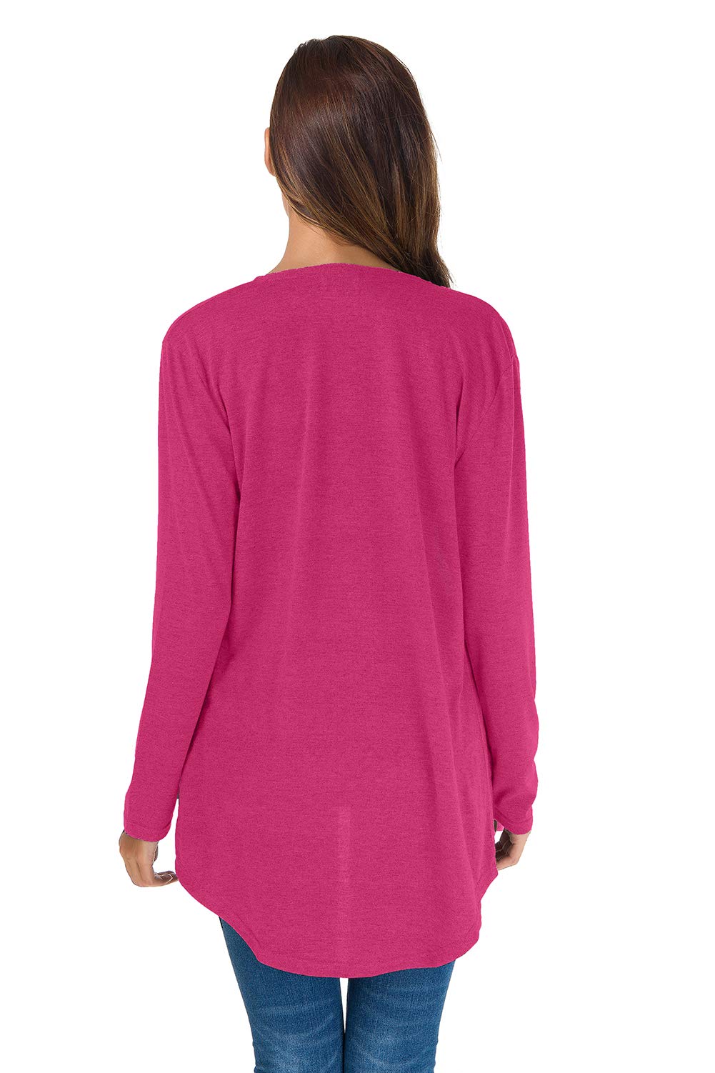 TownCat Cardigans for Women Loose Casual Long Sleeved Open Front Breathable Cardigans with Pocket (Rosered, S)