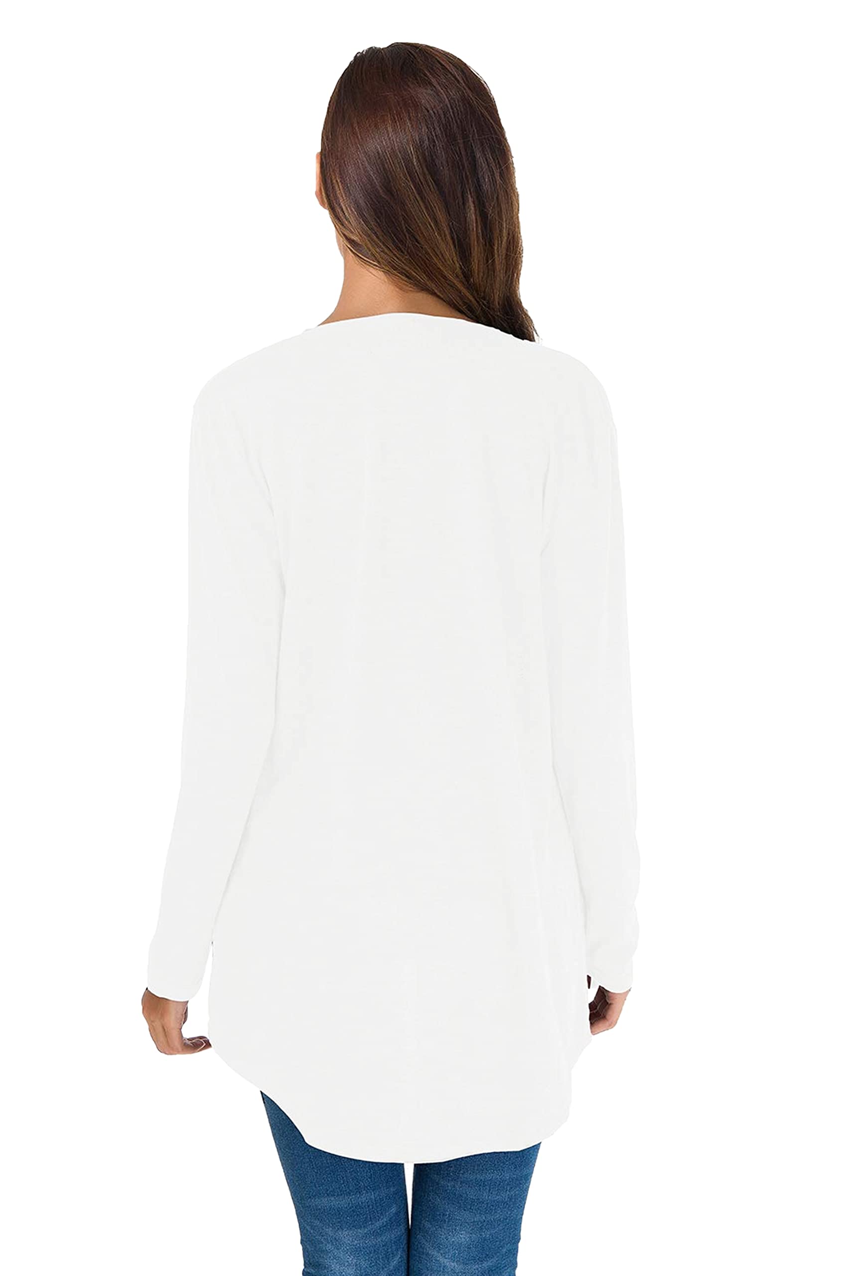 TownCat Cardigans for Women Loose Casual Long Sleeved Open Front Breathable Cardigans with Pocket (White, L)