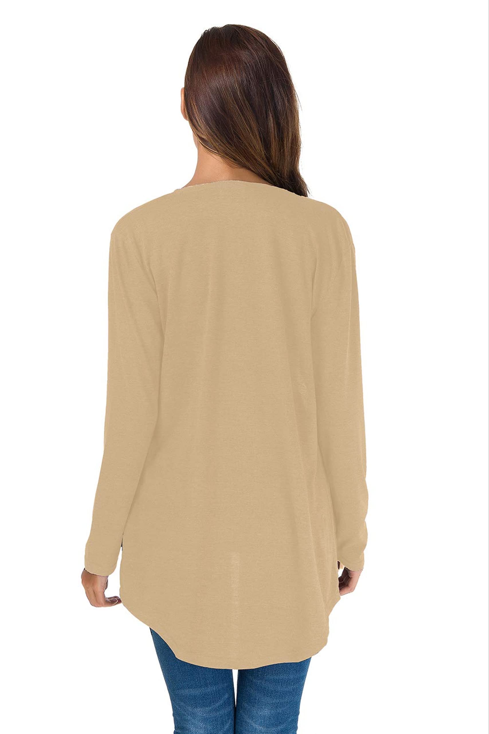 TownCat Cardigans for Women Loose Casual Long Sleeved Open Front Breathable Cardigans with Pocket (White-apricot, M)