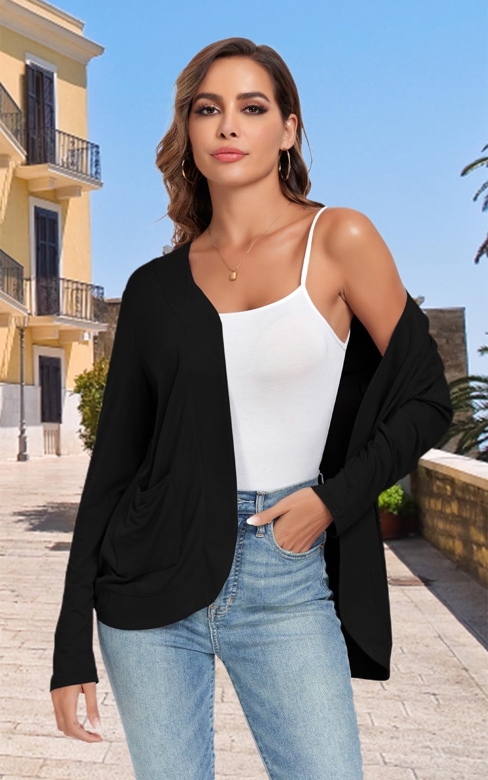 TownCat Women’s Lightweight Cardigan with Pockets Long Sleeve Open Front Cardigan for Women