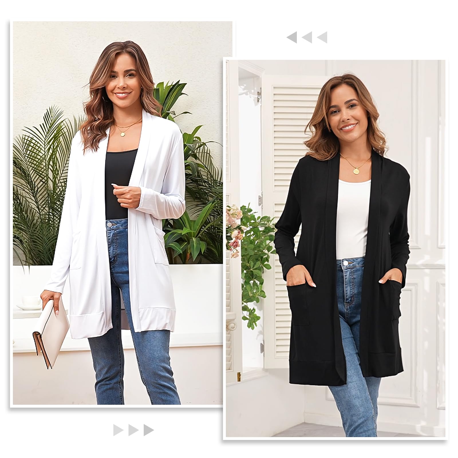 TownCat Womens Lightweight Cardigan with Pocket, Long Sleeve Open Front Casual Loose Cardigan for Women