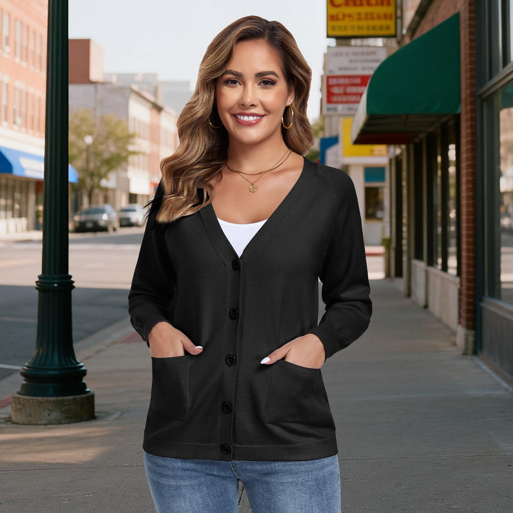 TownCat Cardigan Sweaters for Women, 2025 Fall Fashion Knit Oversized Sweaters Cardigans with Pocket Button Long Sleeve