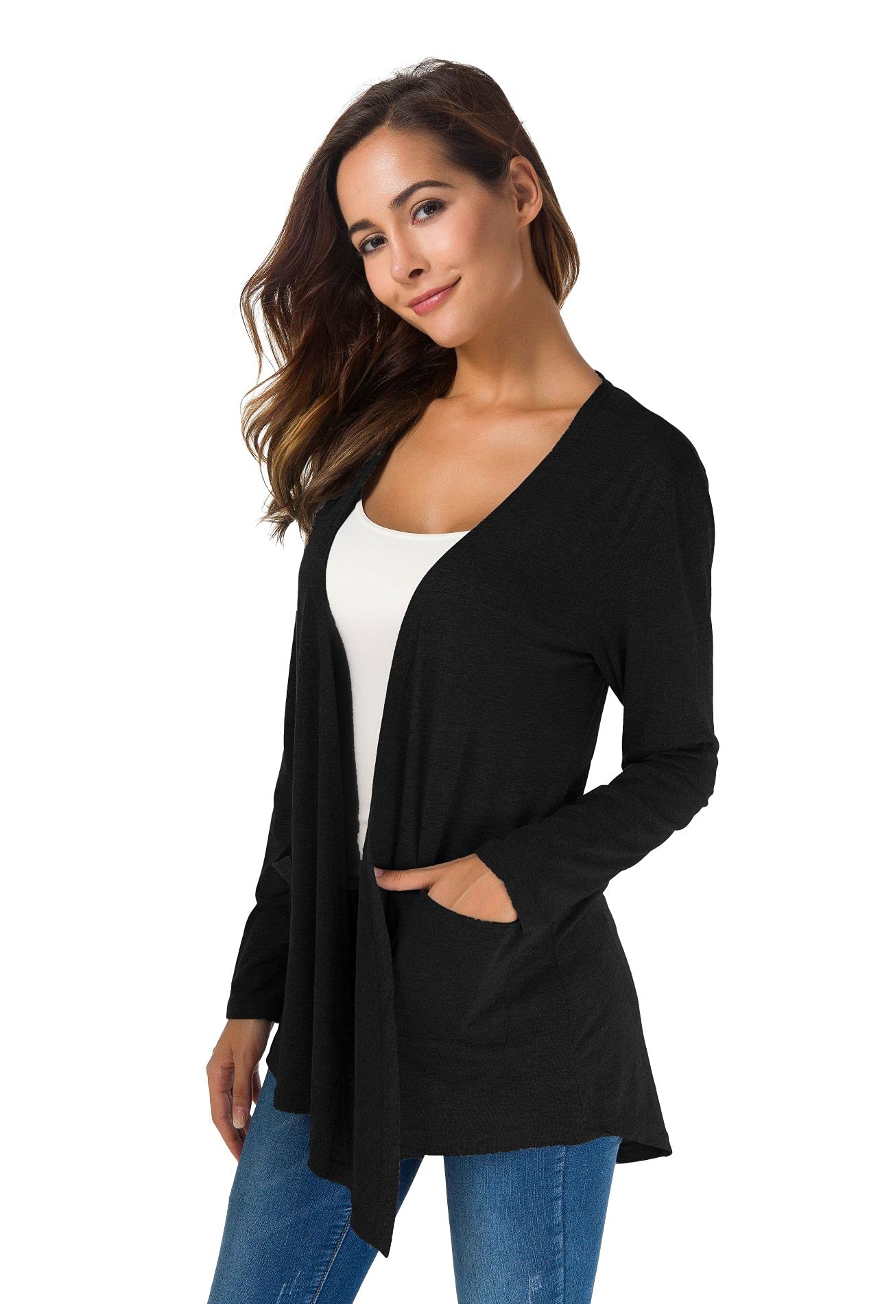 TownCat Cardigans for Women Loose Casual Long Sleeved Open Front Breathable Cardigans with Pocket