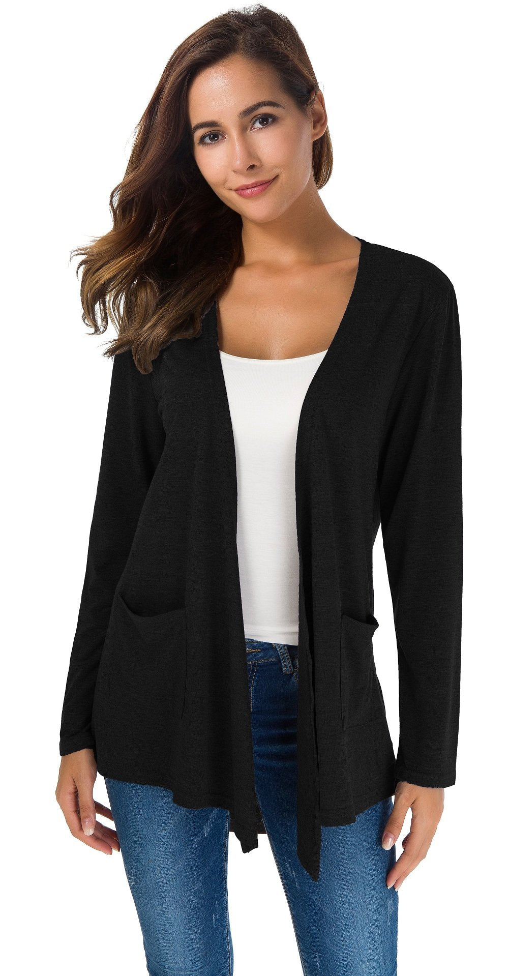 TownCat Cardigans for Women Loose Casual Long Sleeved Open Front Breathable Cardigans with Pocket