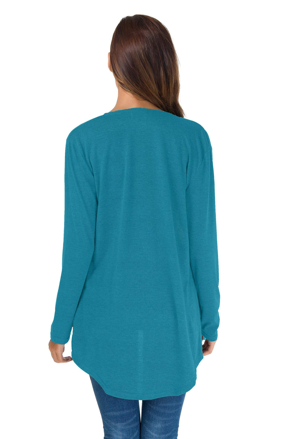 TownCat Cardigans for Women Loose Casual Long Sleeved Open Front Breathable Cardigans with Pockets (Blue-green, XL)