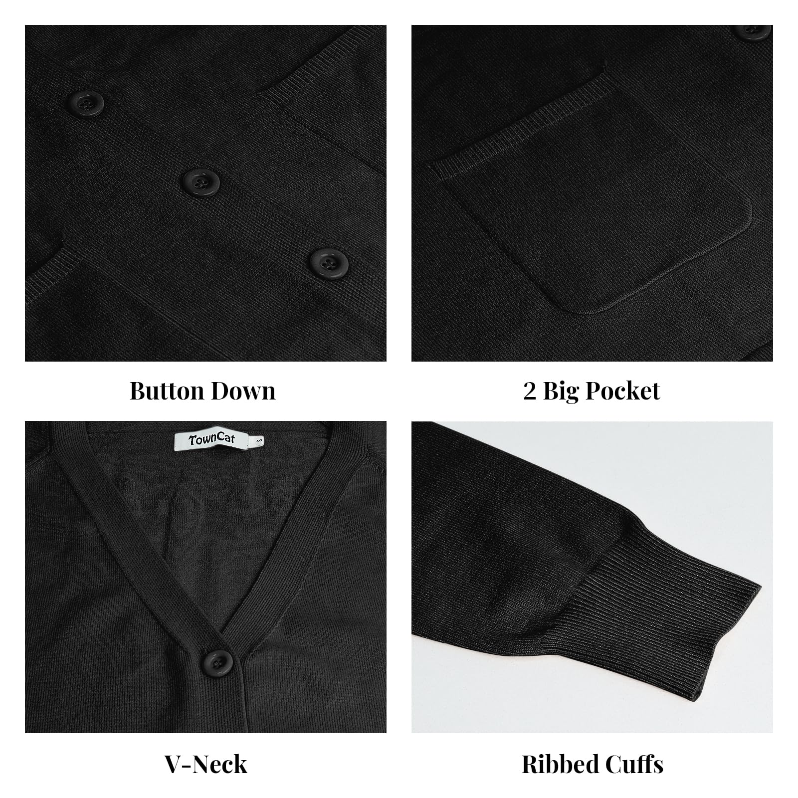 TownCat Cardigan Sweaters for Women, 2025 Fall Fashion Knit Oversized Sweaters Cardigans with Pocket Button Long Sleeve